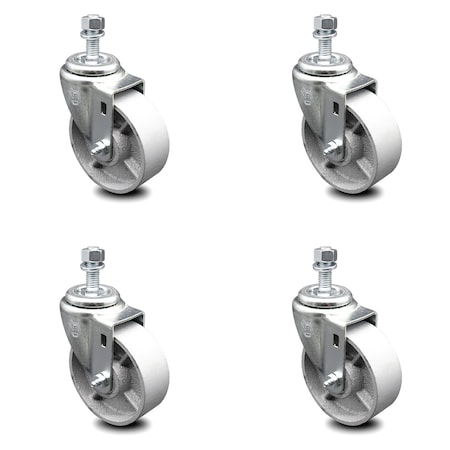 Service Caster Semi Steel Swivel TS Caster w/RB w/4" Wheels & 1/2" Stem-4 Swivel, 4PK SCC-TS20S415-SSR-121315-4